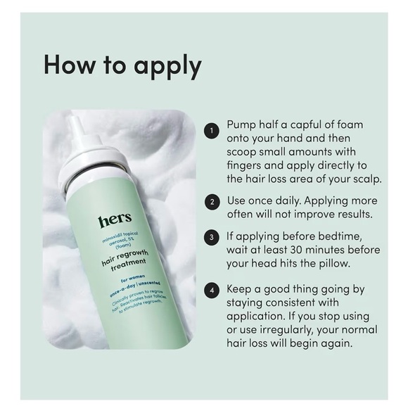 Hers Minoxidil Hair Regrowth Treatment for Women - Foam - Picture 4 of 9